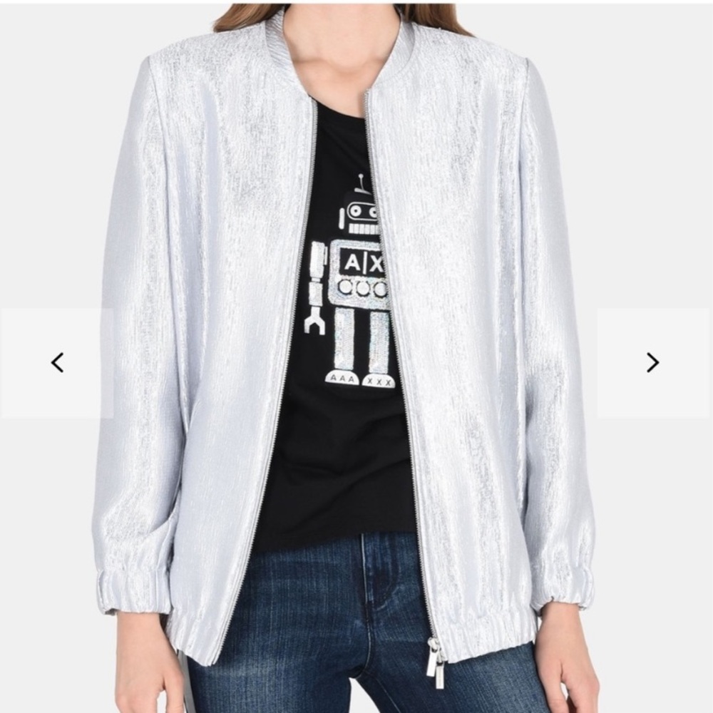 A|X Armani Exchange METALLIC LONGLINE BOMBER JACKET Sz S